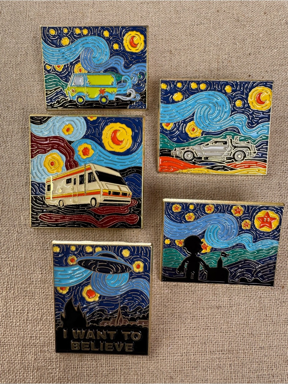 Starry Night Movie/TV Vehicle Enamel Pins - Choice of 1
